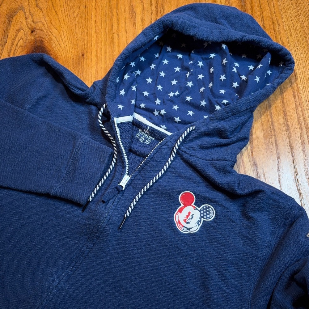 Disney Parks Disney World Hoodie Mens XXL Mickey American‎ Flag Full Zip Jacket